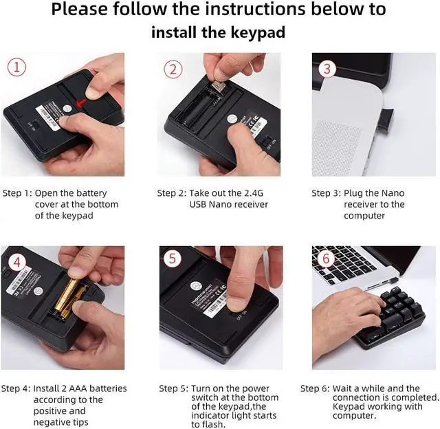Alt view image 4 of 5 - Qisan Holiday Sale 2.4G Wireless Mechanical Numeric Keypad GATERON Blue Switch Gaming Keypad 21 Keys Mini Numpad Portable Keypad Extended Layout Black Magicforce