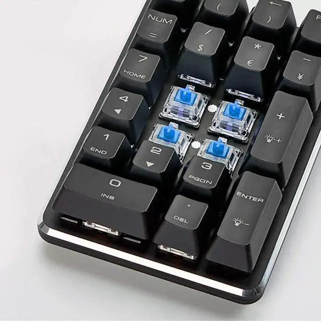 Alt view image 5 of 5 - Qisan Holiday Sale 2.4G Wireless Mechanical Numeric Keypad GATERON Blue Switch Gaming Keypad 21 Keys Mini Numpad Portable Keypad Extended Layout Black Magicforce