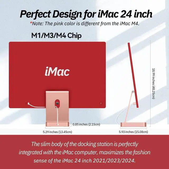 Alt view image 4 of 5 - USB C Hub for iMac 24 inch 2021/2023/2024, Minisopuru iMac Hub Support M.2 NVMe SSD, iMac Accessories for iMac M1/M3/M4, iMac Adapter with USB A/C 10Gbps, SD/TF, M.2 SSD (Not Included), Pink.