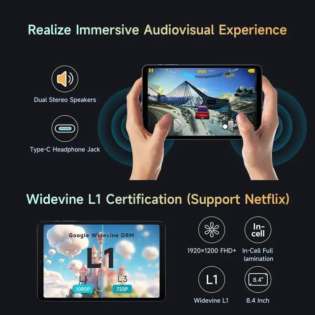 Alt view image 4 of 5 - ALLDOCUBE Android 14 Tablet, 8.4 inch Helio G99 iPlay 60 Mini Pro Tablet, 16GB RAM 256GB ROM 512GB Expandable, FHD 1920x1200 Display, Widevine L1, 6050mAh, 5MP/13MP Camera, 4G LTE Bluetooth 5.2