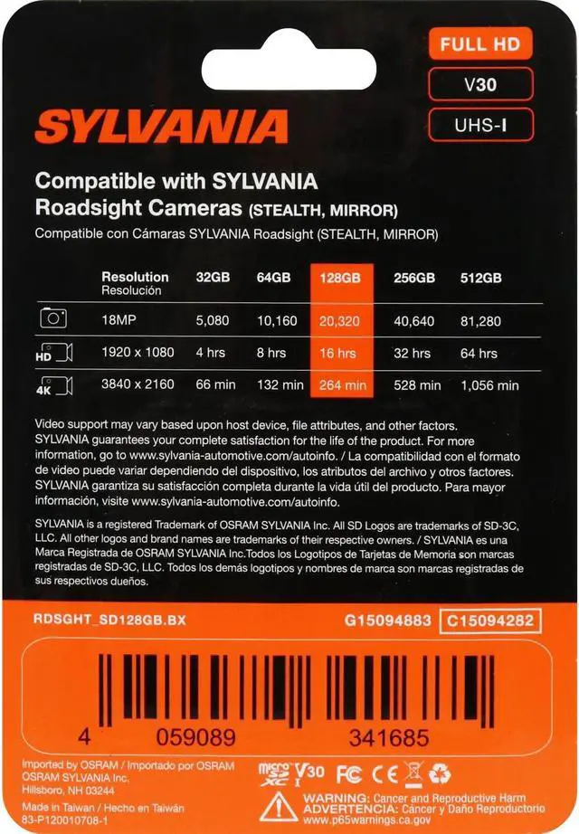 Alt view image 2 of 4 - SYLVANIA - Roadsight Micro SD Card 128GB