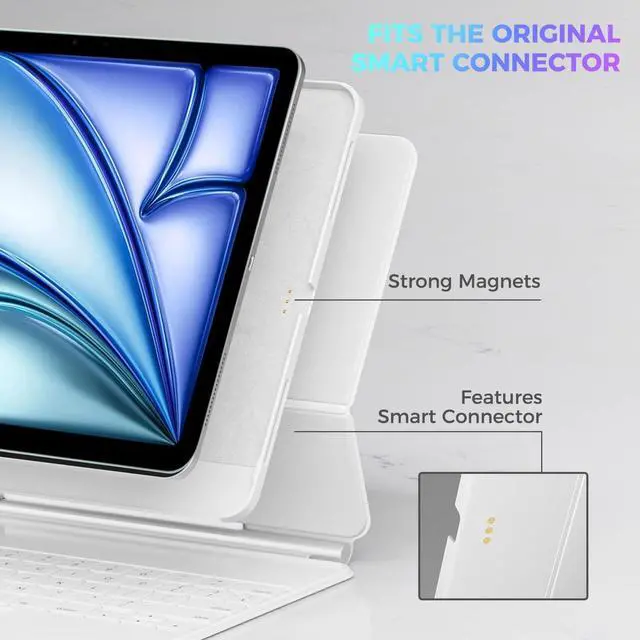 Alt view image 3 of 5 - ProCase Magic Keyboard Compatible Case for iPad Air 11"(M3/2) 2025 2024/Air 5th/4th 2022 2020 10.9", iPad Pro 11" 4th/3rd/2ed/1st Slim Magnetic Cover with Pencil Holder[Keyboard Not Included] -White