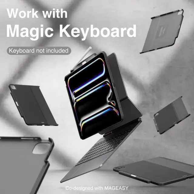 Alt view image 3 of 5 - SWITCHEASY CoverBuddy for 2024 iPad Pro 13" M4 - Magic Keyboard Compatible Case for iPad Pro (M4), Enhanced Thickness & Heat Dissipation [Keyboard Not Included] - Black (Leather)