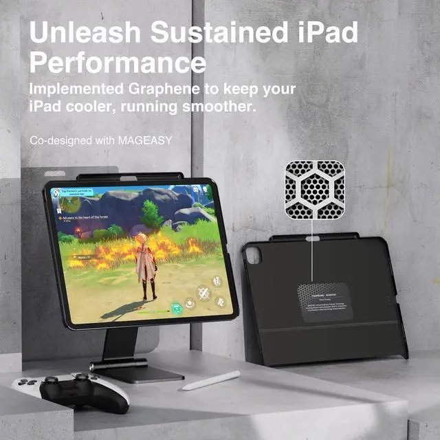 Alt view image 4 of 5 - SWITCHEASY CoverBuddy for 2024 iPad Pro 13" M4 - Magic Keyboard Compatible Case for iPad Pro (M4), Enhanced Thickness & Heat Dissipation [Keyboard Not Included] - Black (Leather)