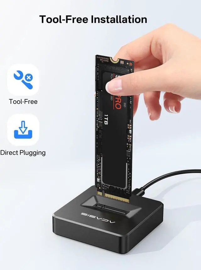 Alt view image 5 of 5 - ACASIS NVME SSD Reader Adapter, Aluminium Alloy Housing Fast Heat Dissipation, NVME to USB Docking Station, M.2 SSD to USB Adapter 10Gbps, Support M.2 (M Key) NVMe SSD and (B+M Key) SATA-Based SSD