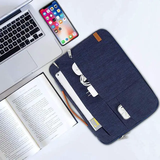 Alt view image 4 of 5 - KINGSLONG 17-17.3 inch Laptop Sleeve Bag,Slim Shockproof Handbag Carrying Case Notebook Computer Cover Fit for Acer Asus Dell HP Blue