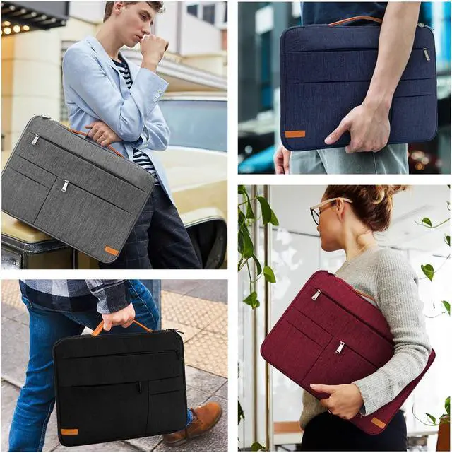 Alt view image 5 of 5 - KINGSLONG 17-17.3 inch Laptop Sleeve Bag,Slim Shockproof Handbag Carrying Case Notebook Computer Cover Fit for Acer Asus Dell HP Blue