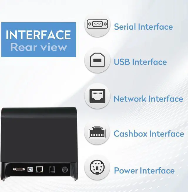 Alt view image 2 of 5 - RIBAO Thermal 80mm POS Printer Receipt Printer Connect Cash Registers Cash Drawer, BC-55 BC-40 BCS-160 Mixed Bill Money Counter RS232 Cashbox InterfaceWindows/Mac/Linux