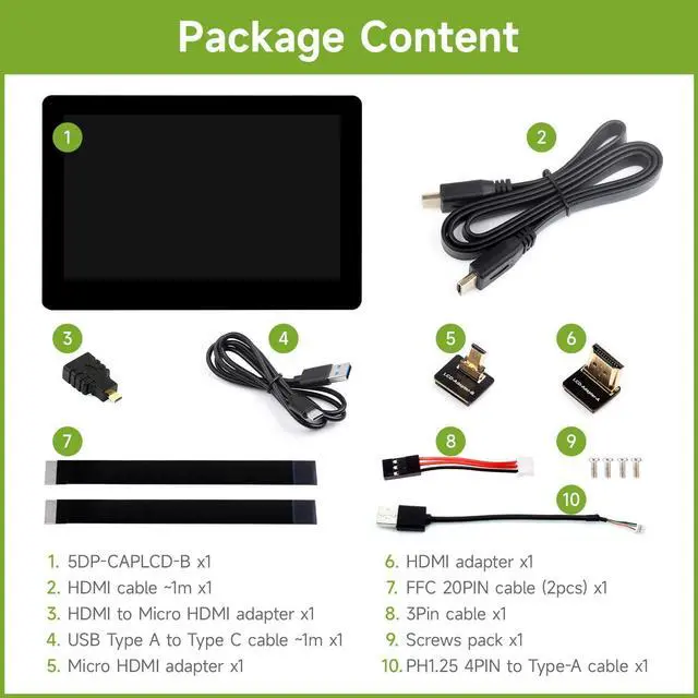 Alt view image 2 of 5 - Waveshare 5inch High-Brightness Touch Screen, Compatible with Raspberry Pi 5/4B/3B/Zero/Zero W/Zero 2W/Pico/Pico W/Pico WH, Supports Windows 11/10/8.1/8/7 and Jetson Nano, Wide-Bezel Capacitive Touch