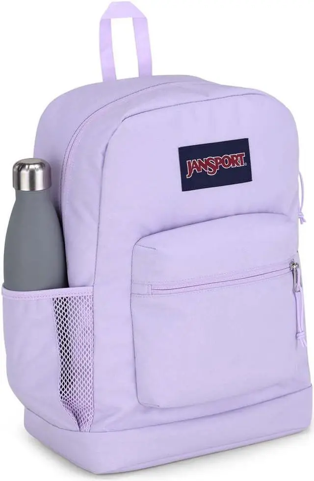 Alt view image 3 of 5 - JanSport Cross Town Plus Backpack - Large Main Compartment, Side Water Bottle Pocket, 15-Inch Padded Laptop Sleeve - Pastel Lilac