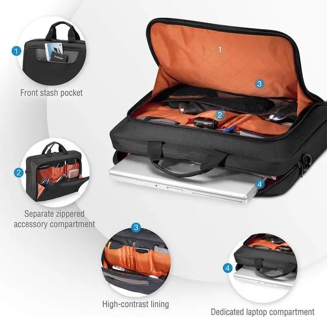 Alt view image 5 of 5 - EVERKI Advance Laptop Briefcase 18.4 Inch - Business Briefcase for Men & Women, Ideal Lap Top Computer Bag for Travel, Heavy Duty Laptop Bag, Lap Top Messenger Carrying Case, (EKB407NCH18) Black