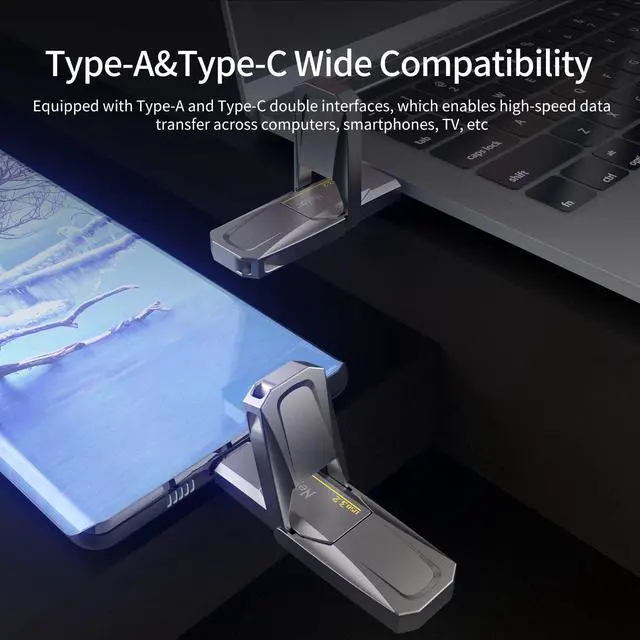 Alt view image 4 of 5 - Netac 256GB Portable External USB Solid State Drive Type-c and USB 3.2 Dual Interface, up to 400MB/s Security Protection for Data Storage, Expansion of Storage for Photos/Videos/Music/Files, US5