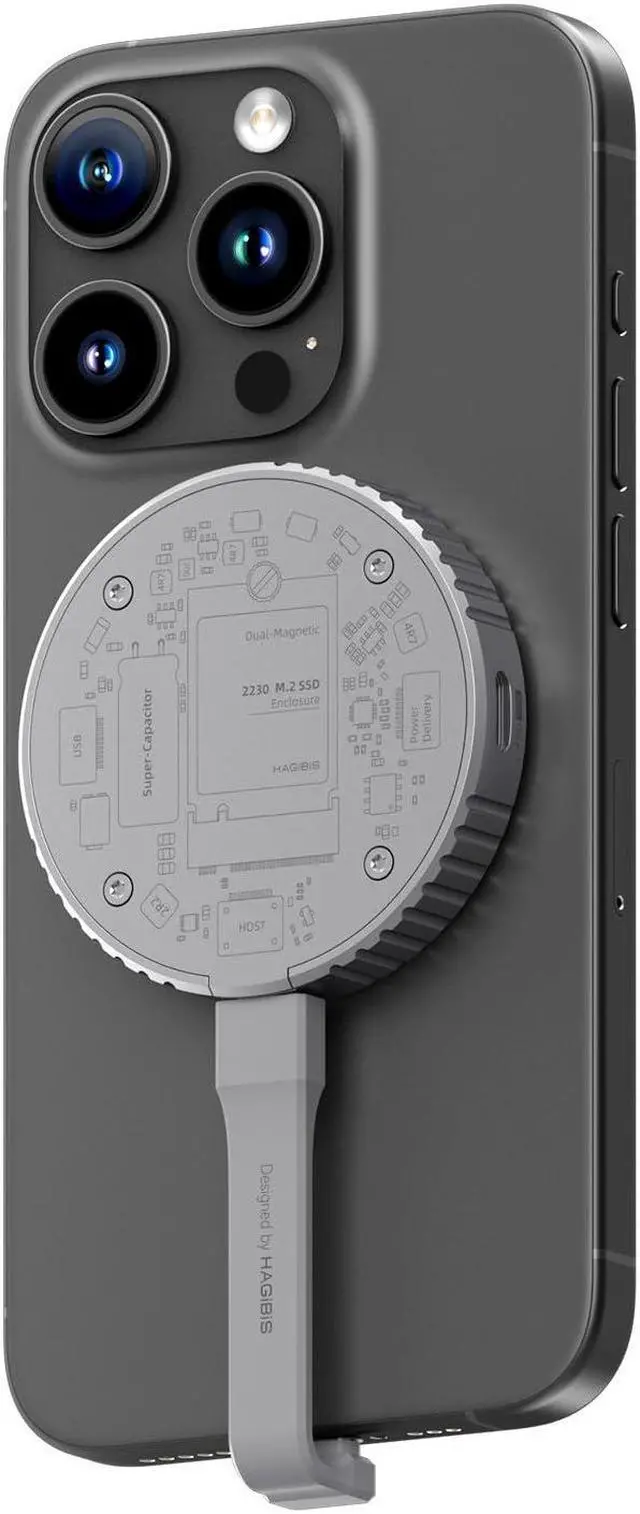 Main image of Hagibis Magnetic M.2 2230 NVMe SSD Enclosure with Magsafe for iPhone 16 15 Pro Max ProRes, 10Gbps USB C to NVMe Adapter, 100W PD, USB C Data Port, External SSD Case for MacBook, iPad Pro(MC100 Pro)