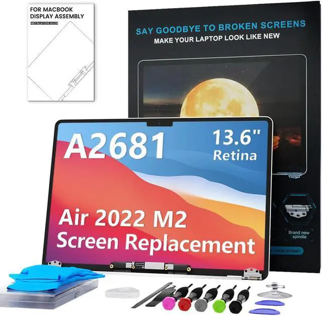 Main image of LHM A2681 Screen Replacement for MacBook Air 2022 13.6" M2 (EMC 4074) 2560 x 1664 LCD Screen Display Complete Assembly with Fix Kits (Starlight)