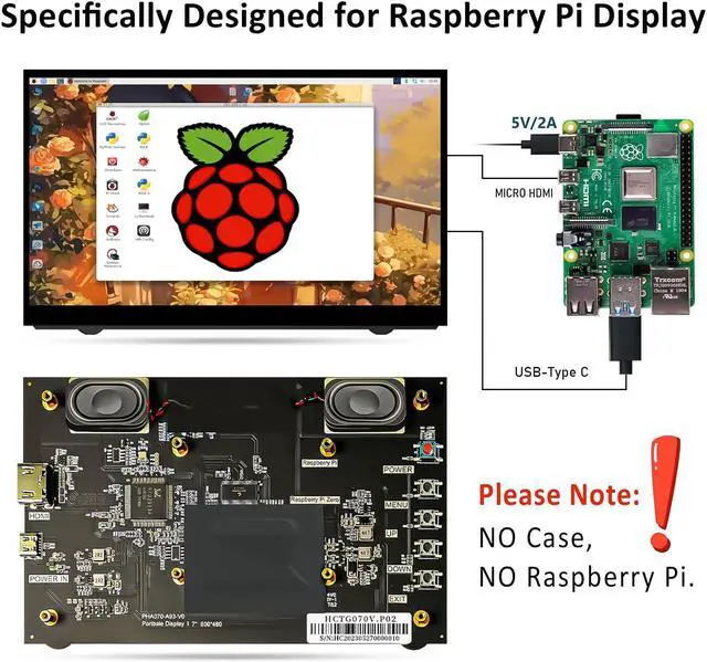 Alt view image 3 of 5 - HAMTYSAN 7'' Raspberry Pi Display,800x480 HDMI Mini Small Monitor with Dual-Speaker,LCD Screen for Raspberry Pi 4/3/2/Zero/B/B+ Win11/10/8/7 (Non-Touch)