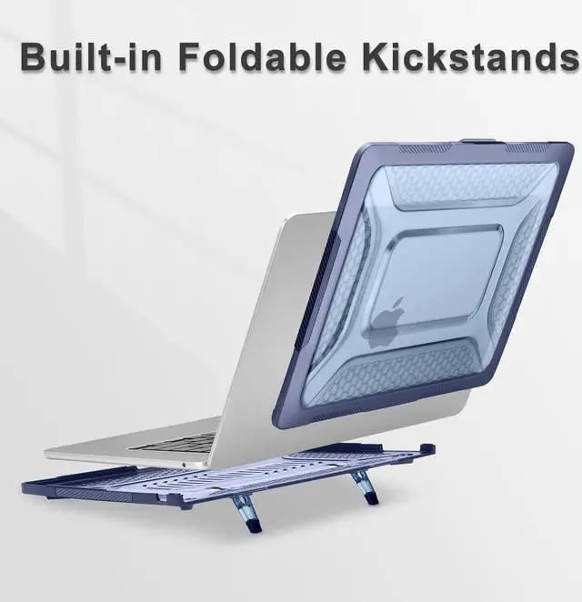 Alt view image 4 of 5 - MOSISO Compatible with MacBook Air 15 inch Case 2025 2024 2023 M4 A3241 M3 A3114 M2 A2941, Honeycomb Shockproof Heavy Duty TPU Bumper Plastic Hard Case with Fold Kickstand&Keyboard Cover, Navy Blue