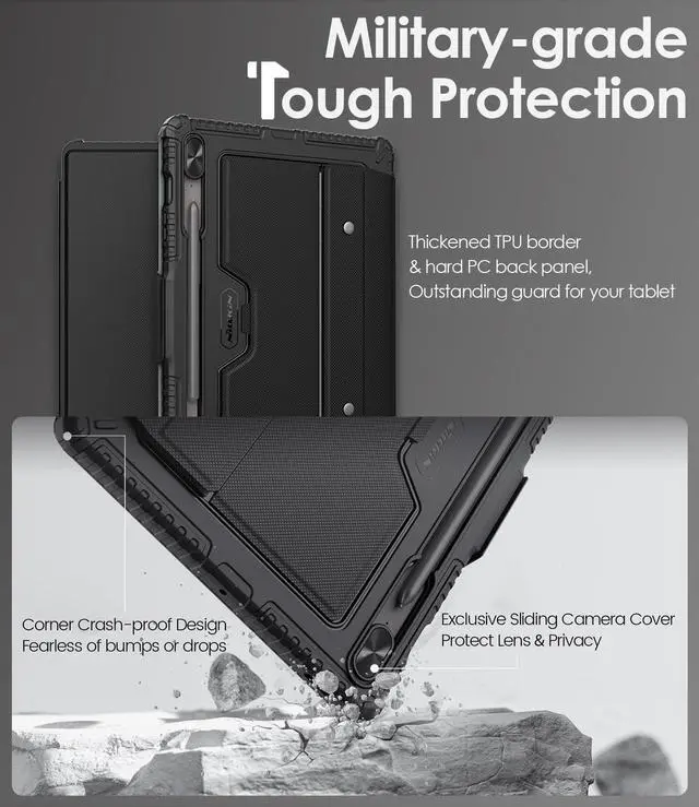 Alt view image 3 of 5 - Nillkin for Samsung Galaxy Tab S10 Plus/S9 Plus 12.4" Case with Detachable Keyboard, 7-Color Backlit, Trackpad, S Pen Holder, Rugged Keyboard Case with Camera Cover for Samsung Tablet S9+/S10+ 5G