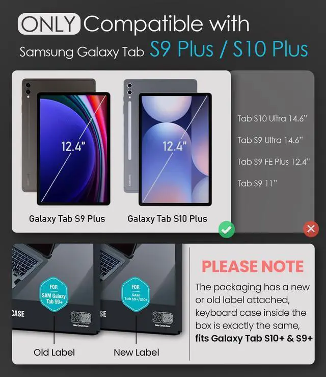 Alt view image 2 of 5 - Nillkin for Samsung Galaxy Tab S10 Plus/S9 Plus 12.4" Case with Detachable Keyboard, 7-Color Backlit, Trackpad, S Pen Holder, Rugged Keyboard Case with Camera Cover for Samsung Tablet S9+/S10+ 5G