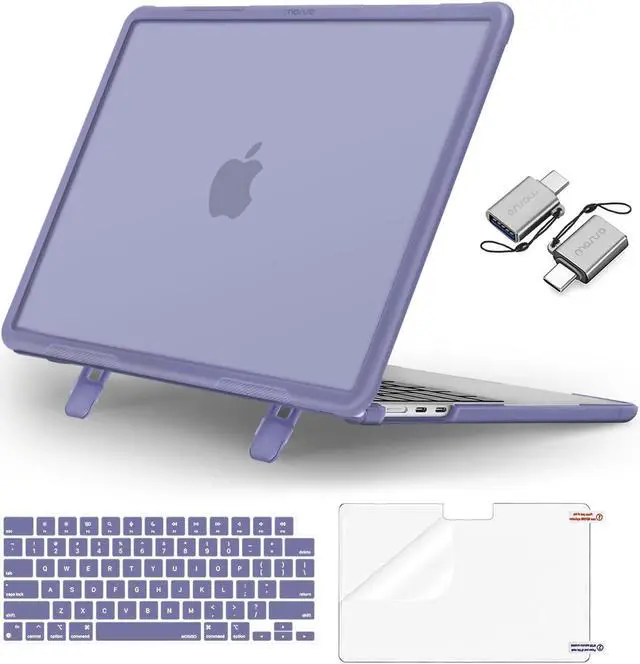 Main image of MOSISO Compatible with MacBook Air 13 inch Case 2025 2024 2023 2022 M4 A3240 M3 A3113 M2 A2681, Heavy Duty Hard Case with Kickstand&Keyboard Cover&Screen Film&Type C for MacBook Air 13.6,Lavender Gray