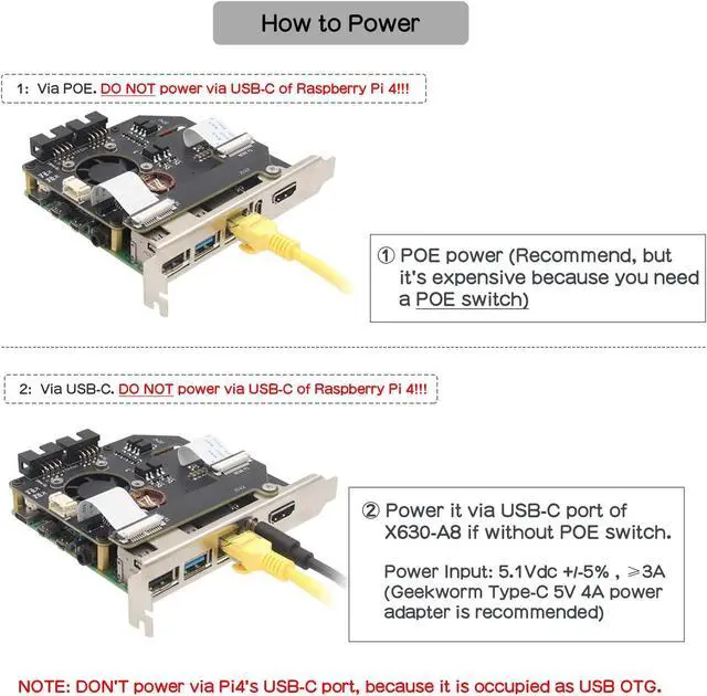 Alt view image 4 of 5 - Geekworm KVM-A8 PCIe Version for Raspberry Pi 4 Model B KVM Over IP Support KVM V3 PoE ATX HDMI CSI (Unassembled and Not Include Raspberry Pi 4/SD Card/Power Adapter)