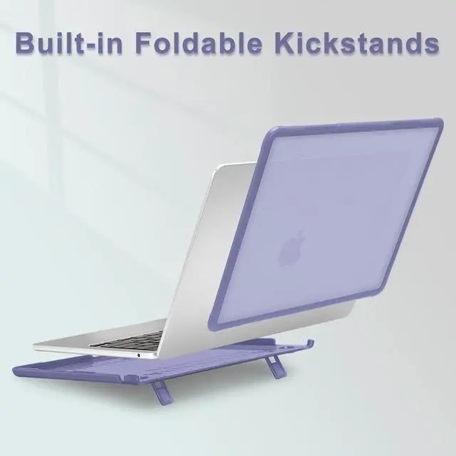 Alt view image 4 of 5 - MOSISO Compatible with MacBook Air 13 inch Case 2025 2024 2023 2022 M4 A3240 M3 A3113 M2 A2681, Heavy Duty Hard Case with Kickstand&Keyboard Cover&Screen Film&Type C for MacBook Air 13.6,Lavender Gray