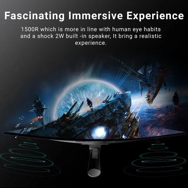 Alt view image 5 of 5 - InnoView 27 Inch Curved 200Hz FHD Gaming Monitor Height Adjustable 99% sRGB Eyes Care 1080P Computer PC Gamer Monitor with Speakers Built in USB DP HDMI for Game