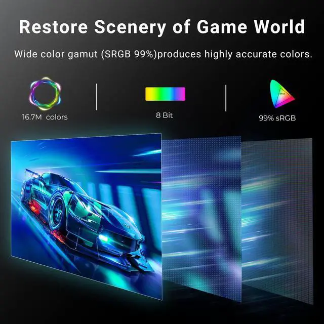 Alt view image 4 of 5 - InnoView 27 Inch Curved 200Hz FHD Gaming Monitor Height Adjustable 99% sRGB Eyes Care 1080P Computer PC Gamer Monitor with Speakers Built in USB DP HDMI for Game