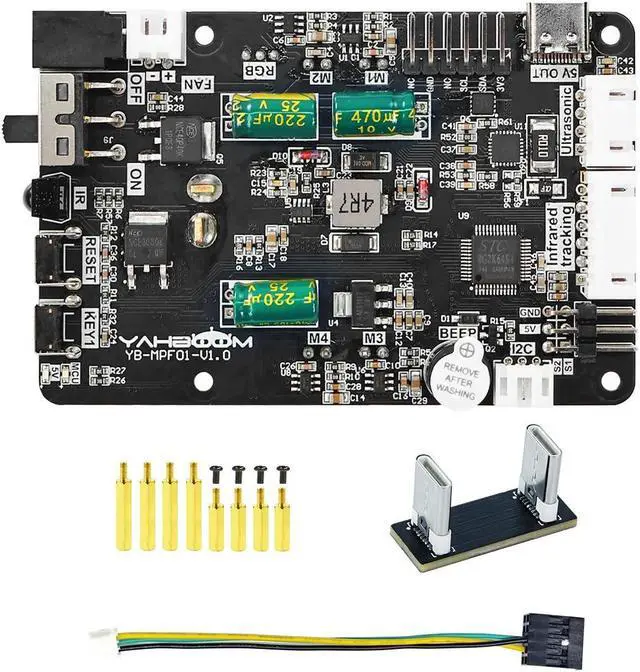 Main image of Yahboom Raspberry Pi5 Robot Expansion Driver Board ROS Smart Car Supports 4WD Drive Servo Motor Sensor Compatible with RaspberryPi 5 PD Power Supply Protocol, I2C Communication
