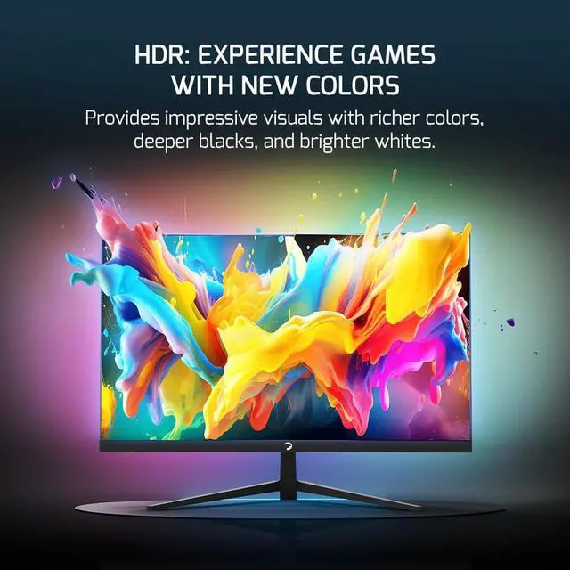Alt view image 4 of 5 - GAMEPOWER F10 23.6 Inch Curved Gaming Monitor, 120Hz 1080p Display, 1ms Response Time, AMD FreeSync, HDR Support, 125% sRGB, RGB Backlight, Dual Speakers, Zero Frame Design, HDMI and VGA Inputs,1800R