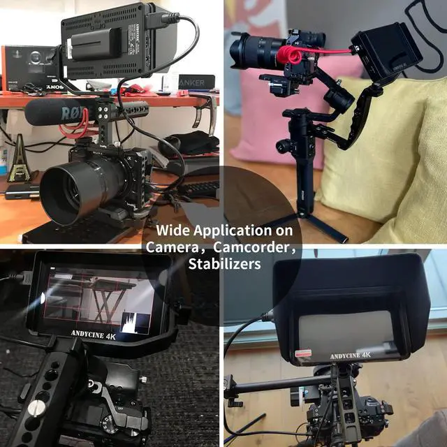 Alt view image 4 of 5 - ANDYCINE A6 Plus V2 6" Touch Screen Camera Field Monitor Bundle - Full HD 1920x1080, 4K HDMI Input, 3D LUT, Waveform, Focus Assist with Battery, Carry Case & Sunshade