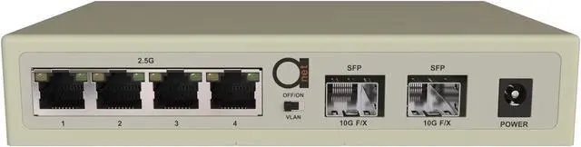 Alt view image 5 of 5 - 6-Port 2.5G Unmanaged Ethernet Switch, 4 x 2.5G Base-T, 2 x 10G SFP+, VLAN Isolation, Fanless Metal Design, Supports 100/1000/2500Mbps, Desktop/Wall Mount, Ideal for NAS, PCs, and WiFi AP