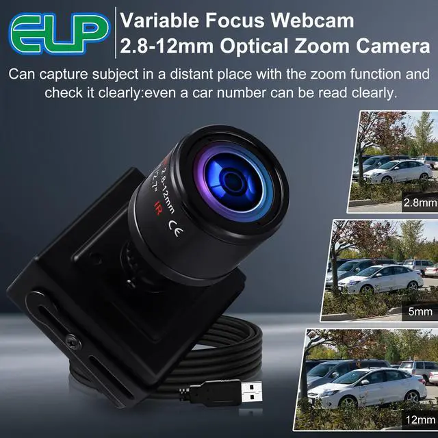 Alt view image 3 of 5 - ELP USB Camera for Computer 2.8-12mm Varifocal Lens HD 1080P Webcam Manual Zoom Camera for Windows Linux Mac Raspberry Pi