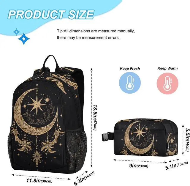 Alt view image 2 of 5 - ALAZA Cresent Moon Dreamcatcher Witchy Backpack and Lunch Bag Set Back Pack Bookbag Cooler Case Kits