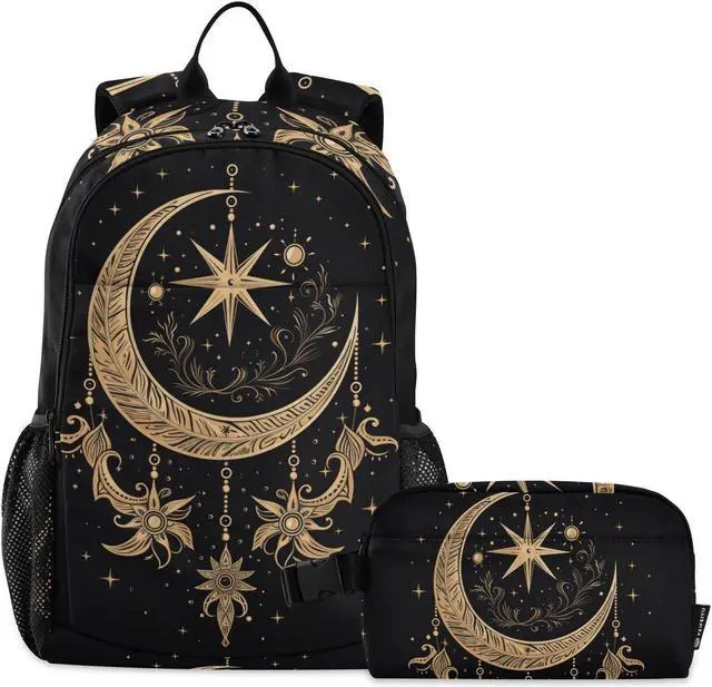 Main image of ALAZA Cresent Moon Dreamcatcher Witchy Backpack and Lunch Bag Set Back Pack Bookbag Cooler Case Kits