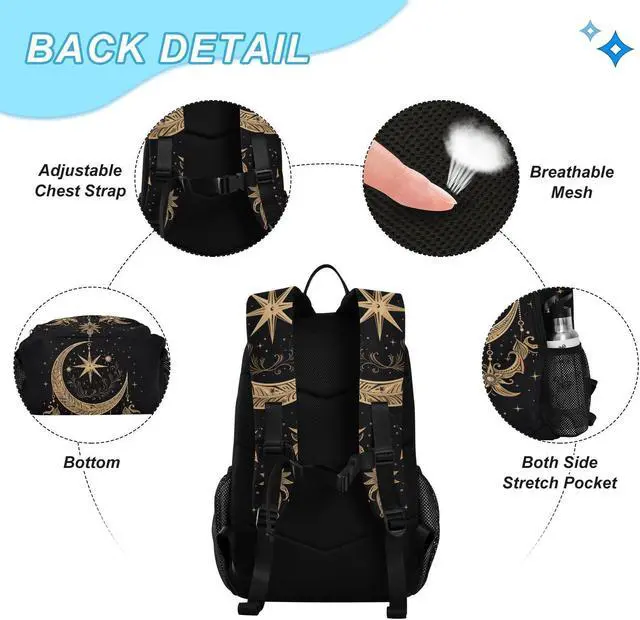 Alt view image 3 of 5 - ALAZA Cresent Moon Dreamcatcher Witchy Backpack and Lunch Bag Set Back Pack Bookbag Cooler Case Kits