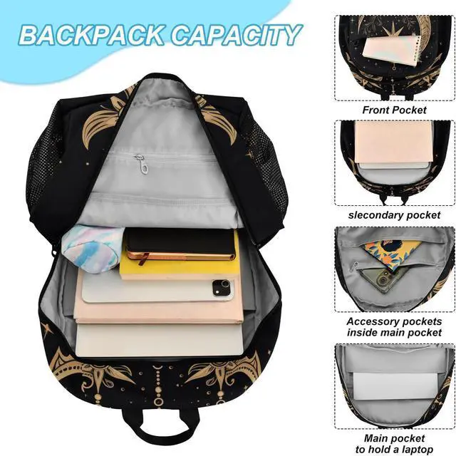 Alt view image 4 of 5 - ALAZA Cresent Moon Dreamcatcher Witchy Backpack and Lunch Bag Set Back Pack Bookbag Cooler Case Kits