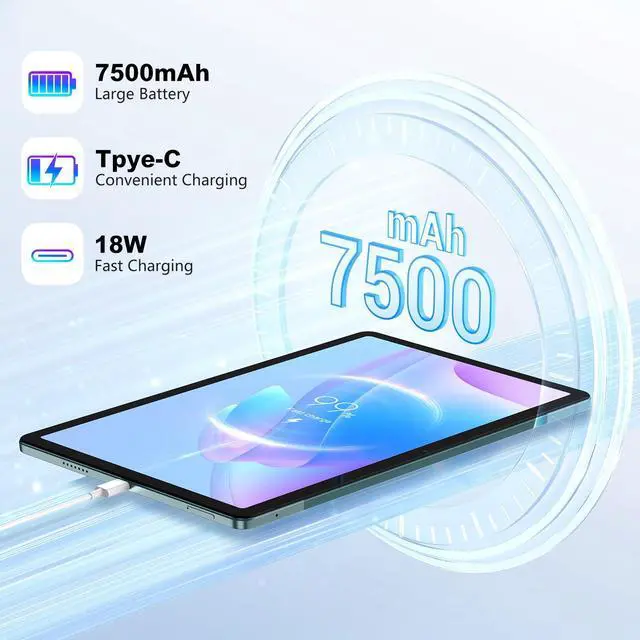 Alt view image 3 of 5 - AQHH Android 13 Tablet, 11 inch Android Tablet Computer, 14(6+8GB) RAM+256GB ROM+512GB Expand, 7500mAh Battery, 2000 * 1200 IPS, WiFi, Bluetooth 5.0, GPS, Dual Camera, Widevine L1