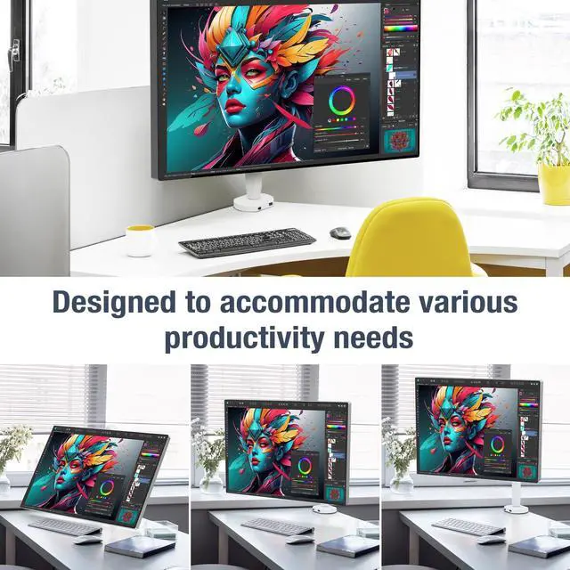 Alt view image 2 of 5 - AVLT Single 17"-40" Ultrawide Easel Monitor Arm for Screens Up to 24.3 lbs, Premium Aluminum Designer Stand, Adjustable Pneumatic Height, Full Motion Swivel Tilt Rotation, USB-C USB-A Ports, White