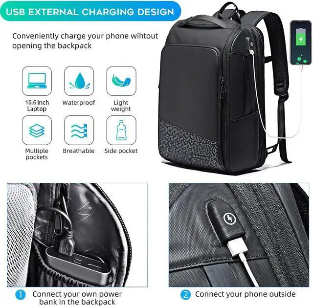 Alt view image 4 of 5 - BANGE Travel Backpacks,Weekender Carry On Backpack, Waterproof Men's Business Laptop Backpack for 15.6inch