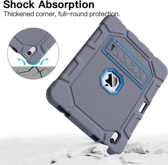 Alt view image 5 of 5 - Azzsy Case for iPad (A16) 11th Generation 11 Inch 2025 / iPad 10th Generation 10.9 Inch 2022, [Built-in Pencil Holder] Heavy Duty Shockproof Rugged Protective Case, Gray+Blue