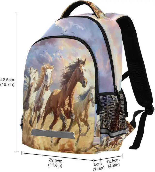 Alt view image 3 of 5 - ALAZA Running Horses Backpacks Travel Laptop Daypack School Book Bag for Men Women Teens Kids