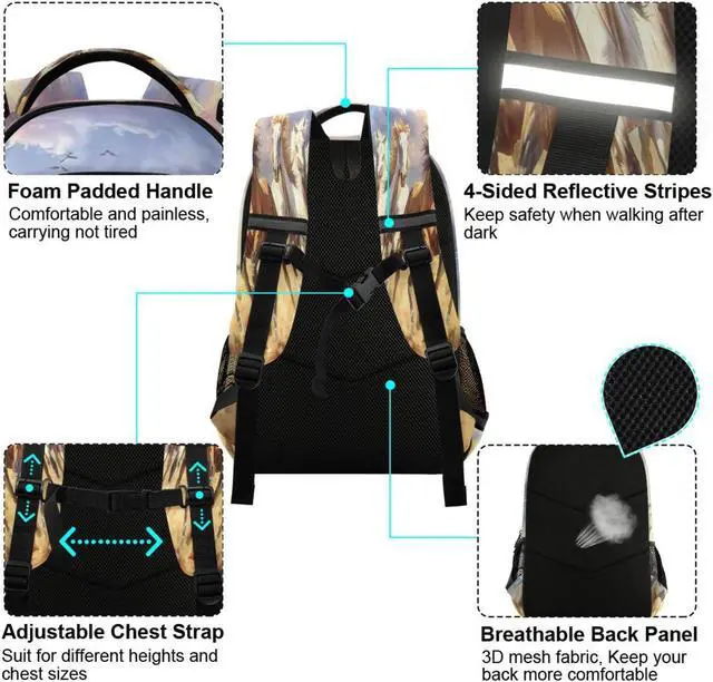 Alt view image 4 of 5 - ALAZA Running Horses Backpacks Travel Laptop Daypack School Book Bag for Men Women Teens Kids