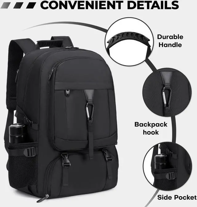 Alt view image 3 of 5 - Banlole 17.3 Inch gym backpack with shoe compartment,50L Multiple Compartments Backpacks, Airline Approved Carry on Travel Daypack Anti Theft with USB Charging Port,for Men Women Travel Work Business