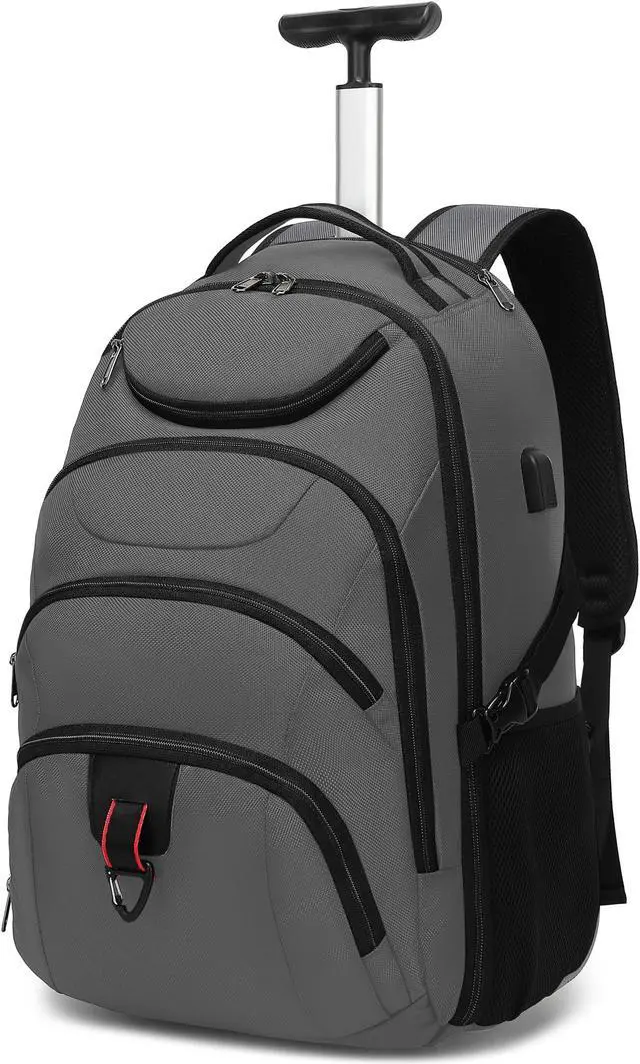 Main image of Boavan Rolling Backpack,17 inch Water Resistant Wheeled Backpack,Carry on Luggage Business Bag, Overnight College Computer bag Trolley Suitcase for Men Women Adults to TravelGrey