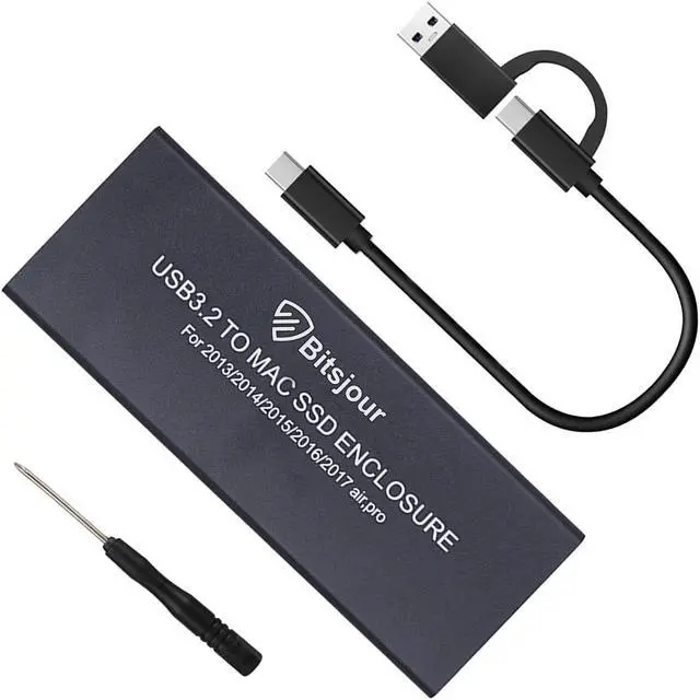 Main image of Bitsjour Mac SSD Enclosure, USB C/A 3.2 20Gbps Portable External Case for 2013-2017 Apple MacBook Air/Pro 12+16 Pin A1466 A1465 A1502 A1398, Mac Pro, iMac