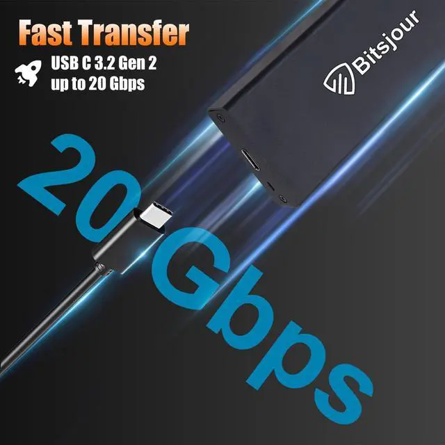 Alt view image 2 of 5 - Bitsjour Mac SSD Enclosure, USB C/A 3.2 20Gbps Portable External Case for 2013-2017 Apple MacBook Air/Pro 12+16 Pin A1466 A1465 A1502 A1398, Mac Pro, iMac