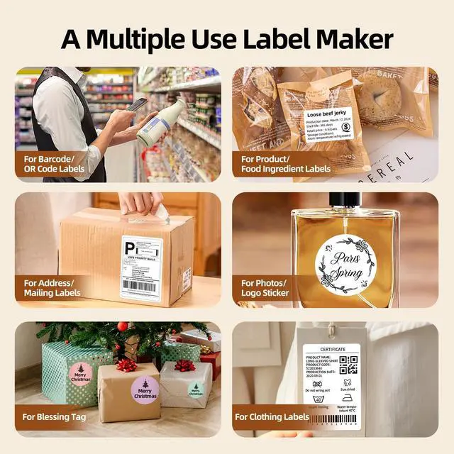 Alt view image 5 of 5 - Label makers, 3 Inch Thermal Bluetooth Label Printer L9 Barcode Printer Mini Label Maker Easy to Use for Barcode, Address, Retail, Small Business, Shipping, Office, Clothing,Mailing(with 1 Roll Label)