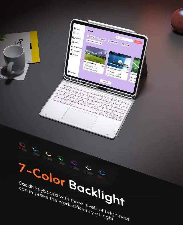 Alt view image 3 of 5 - CHESONA for ipad pro 13 inch case 2024 with Keyboard (M4) 2024, Magnetic Detachable Keyboard with Backlit, 2 Wireless Channels, Touchpad & Pencil Holder, Precise Cutouts Case for iPad Pro 13'', White