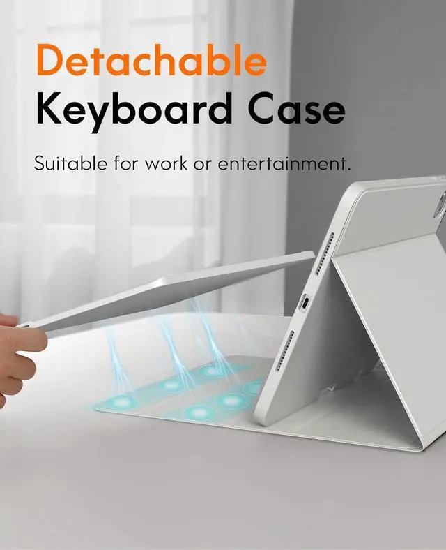 Alt view image 4 of 5 - CHESONA for ipad pro 13 inch case 2024 with Keyboard (M4) 2024, Magnetic Detachable Keyboard with Backlit, 2 Wireless Channels, Touchpad & Pencil Holder, Precise Cutouts Case for iPad Pro 13'', White