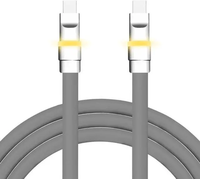 Main image of chubbycable Neon Chubby - Fast Charge Cable with Smart Light RGB Color Gradual Light Up LED USB Charging Cable, Gray, Type-C to Type-C, 16.4 FT